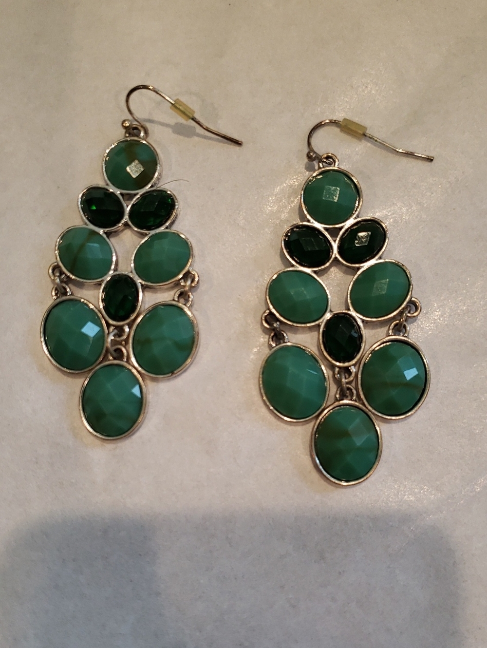 Green Multi-Stone Chandelier Dangle Earrings
